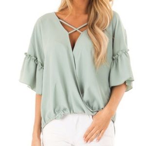 Adorable Crisscriss Sage Green top